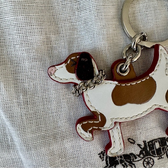 Coach Leather Dog Silhouette Key Ring Bag Charm Vintage RARE - Picture 2 of 13